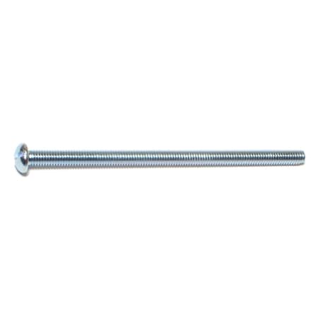 #10-32 X 3-1/2 In Slotted Round Machine Screw, Zinc Plated Steel, 15 PK